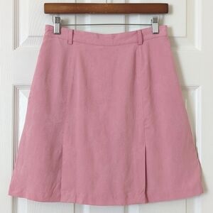 Bobby Chan 90's Vintage Leafy Jacquard Knit Silk High Waisted Mini Skort Pink 8